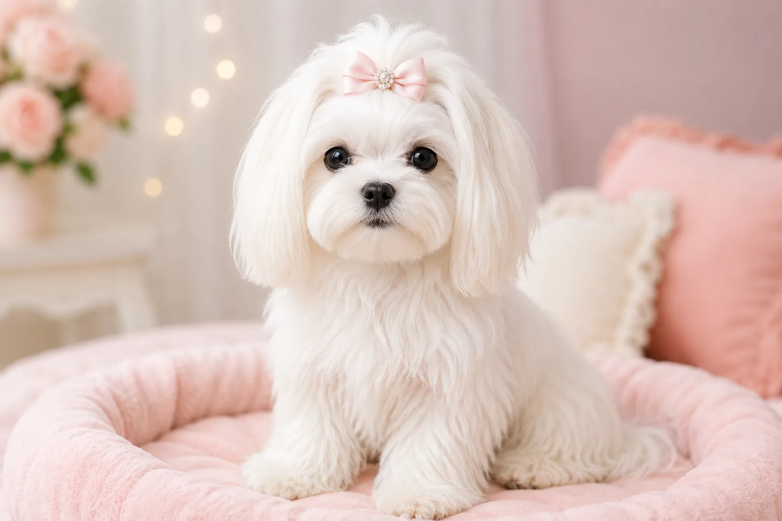 A family-raised Maltese puppy